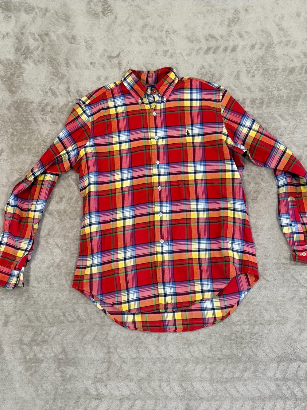 Ralph Lauren Classic Fit Plaid Button Down Shirt Red Multi L